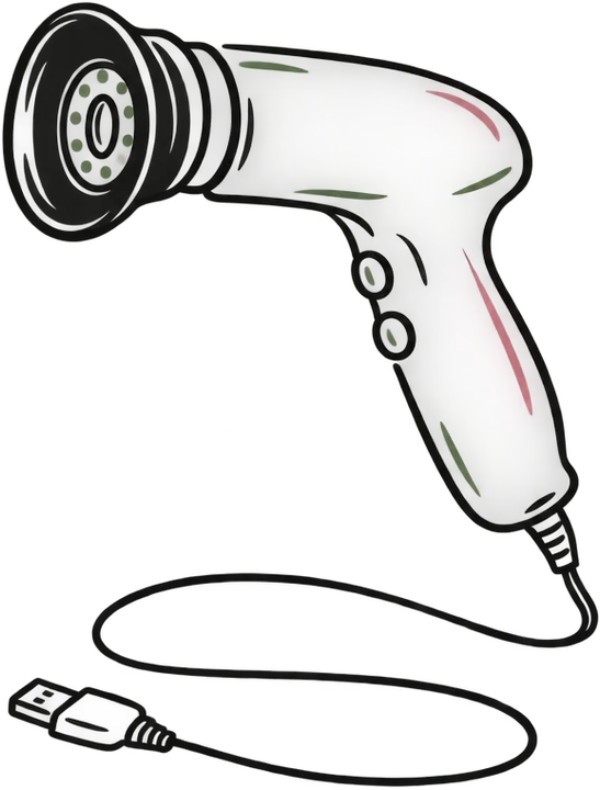 Zeichnung eines USB-Iriskops mit LED-Ring